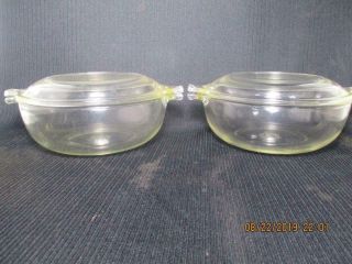 Vtg Pyrex Set Of 2 Clear Glass 20 Oz Casserole Dishes 019 W/ Pyrex Lid 681 - C