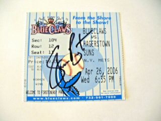 Milb - Lakewood Blueclaws (autographed) " Shawn Barton " Ticket Stub - 2006 -
