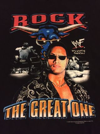 Year 2000 Vintage The Rock Wwf Wwe “the Great One” Size Xl Black T - Shirt