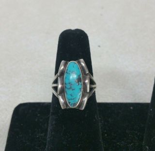 Vintage Sterling Silver And Turquoise Ring Size 6 1/2