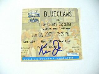 Milb - Lakewood Blueclaws (autographed) " Kevin Jordan " Ticket Stub - 2007 -