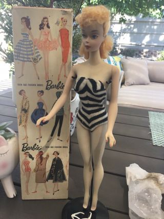Vintage Blond 850 Ponytail Barbie 3 Stunning With Tm Box,  Stand&surprise Gft