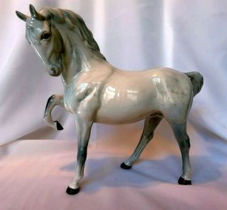 Figurine Vintage Porcelain Prancing Show Horse By Beswick England