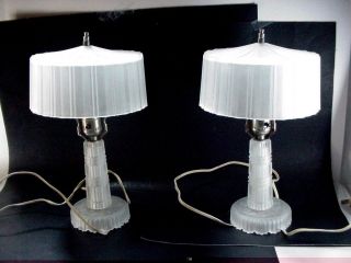 Art Deco Frosted Boudoir / Table Lamps: A Wonderful Pair From The 1930 