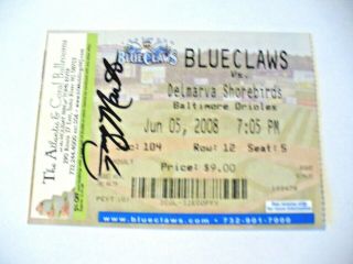 Milb - Lakewood Blueclaws (autographed) " Jerry Martin " Ticket Stub - 2008 -