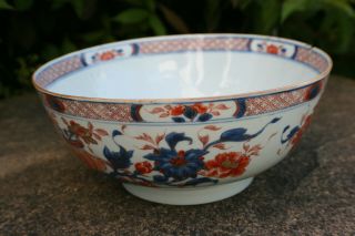 18th Century Antique Chinese Porcelain Hand Painted Flowers Large Bowl