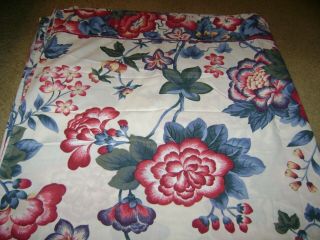 Queen Size Flat Sheet.  Vintage Wamsutta.  Red/blue Floral