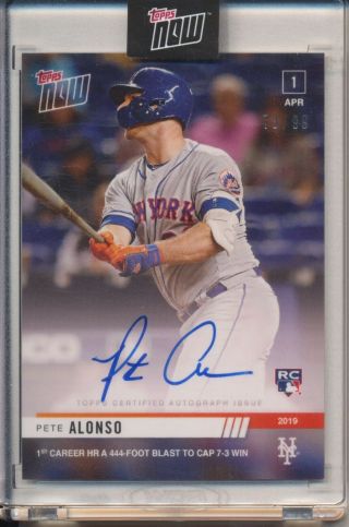2019 Topps Now Pete Alonso 1st First Home Run Autograph Auto Rookie Rc /99 Mets