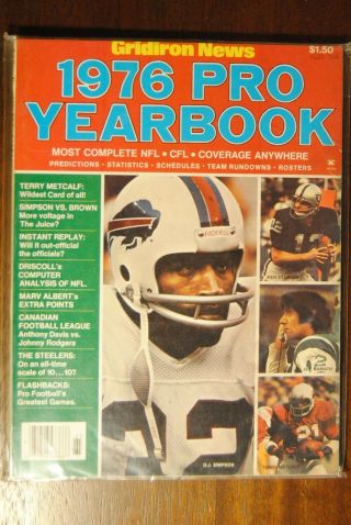1976 Gridiron News Pro Yearbook - Buffalo Bills Oj Simpson Ken Stabler Joe Namath