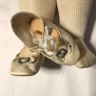Great Antique Larger German Leather Toe Buckle Doll Shoes