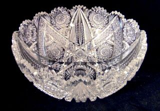 Antique Brilliant Cut Glass Crystal 8 " Bowl