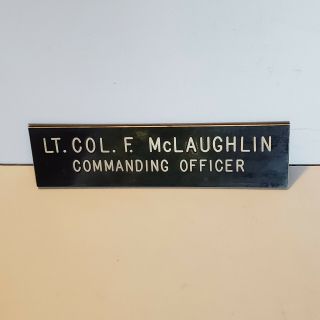 Vintage Named Commanding Officer Desk Name Plate Lt.  Col.  F.  Mclaughlin