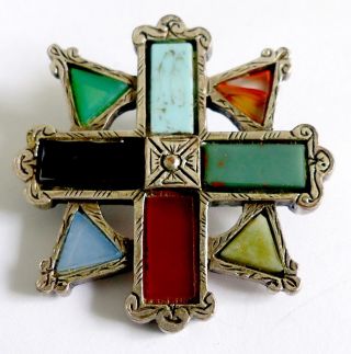 A Vintage 1950s Silver Tone Miracle Brooch With Assorted Stones