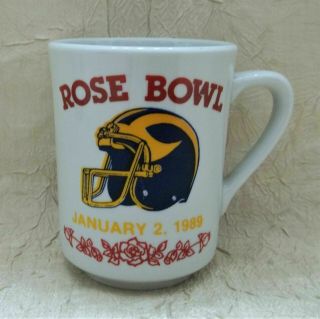 Vintage University Of Michigan Wolverines 1989 Rose Bowl Mug Coffee Cup W/ Stats