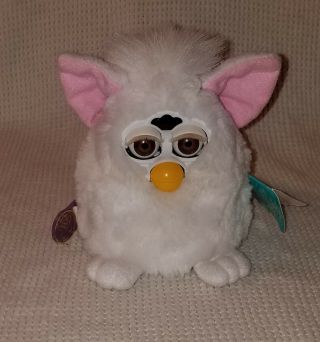 Vintage Furby Baby 1999 White W/pink Ears