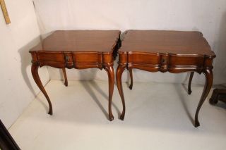 Gorgeous French Country Walnut Sofa Side End Tables With Drawer