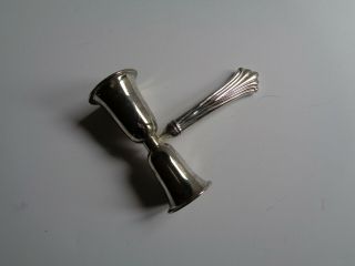 Vintage Silverplated Double Jigger Bar Accessory Shell And Thread Pattern