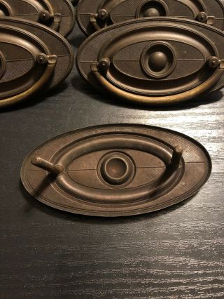 Group of 7 Vintage Large Oval Brass Metal Ring Drawer Pulls 3