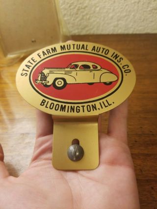 Vintage State Farm Mutual Auto Insurance Metal License Plate Topper