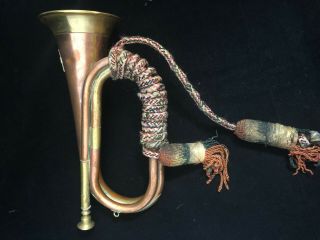 Unique 1900s Vintage Copper Bugle With Brass Mouthpiece.  Xmas $20 Start
