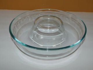 Vintage Pyrex Clear Glass Blue Tint Round Cake Pan Jello Mold France