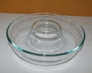 Vintage Pyrex Clear Glass Blue Tint Round Cake Pan Jello Mold France 2