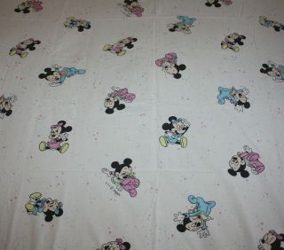 Vintage Disney Cti Minnie Mickey Babies Flat Sheet Small Bed Polka Dots
