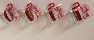 Vintage “enjoy Coca - Cola Reg.  Trademark” Set Of 4 Glasses Coca Cola Cups Rare
