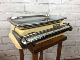 Vintage Soehnle Metal Kitchen Scale Gram Kilogram Ivory Stainless Pan