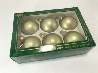 Vintage Christmas By Krebs Glass Tree Ornaments Set Of 6 Olive Green 1990 