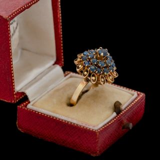 Antique Vintage Nouveau 14k Gold Russian Princess Ballerina Sapphire Ring S 5.  25