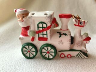 Vintage Santa Ceramic Train Mid Century Reindeer Holder Japan 1950 