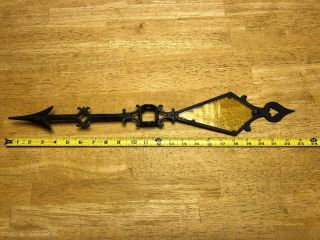 Antique Cast Iron Weathervane Arrow With Yellow Glass Insert 23” Long 2
