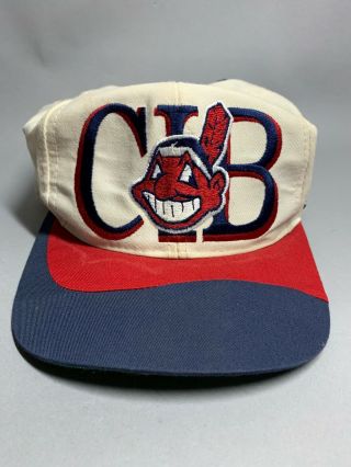 Vintage 90’s Cleveland Indians Baseball Chief Wahoo Hat Snapback Cap Mlb