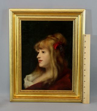 Antique 19thc Gustave Moreau Portrait Oil Painting,  Young Woman Nr