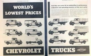 1935 Chevrolet Truck Line Vintage Advertisement Print Art Car Ad Poster Lg78