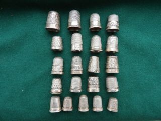 Selection Of Old Solid Silver Thimbles