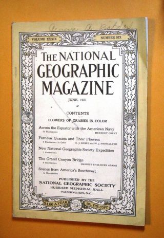 Collectible Vintage National Geographic June 1921,  Ships With Bin