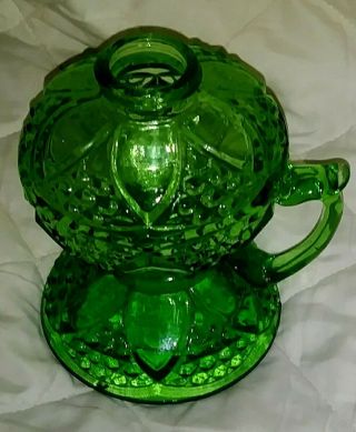 Vintage Dark Green Glass Oil Lamp Font,  Victorian Era