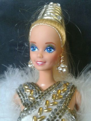 Vintage 1990 Mattel Bob Mackie Gold Barbie With Display Case