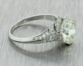 1920s Antique Art Deco Platinum 3.  27ctw Diamond Engagement Ring EGL T1 2