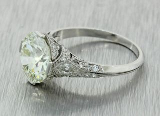 1920s Antique Art Deco Platinum 3.  27ctw Diamond Engagement Ring EGL T1 3