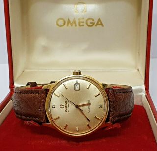 Gents Vintage Solid 18ct Gold Diamond Dot Automatic Omega Seamaster Watch C1950s