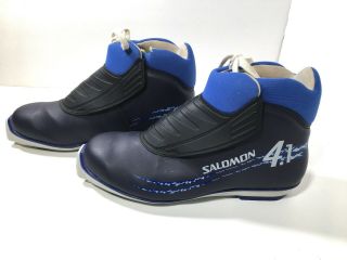 Vtg Mens 11 Salomon 4.  1 Sns Profil Cross Country Nordic Ski Boots Blue 44eu