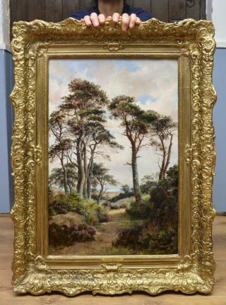 Fine Antique 19thc English Landscape Oil Painting Of Bournemouth 1879