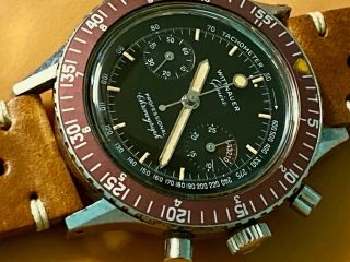 1960s Wittnauer Genève Vintage Rare Chronograph Reference 7004a Solid Stainless