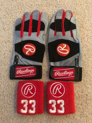 Jose Canseco Boston Red Sox Game Rawlings Batting Gloves And Wristbands