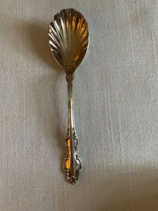 Reed & Barton English Crown Sugar Spoon.  6 1/4” Silverplate Scalloped Vintage