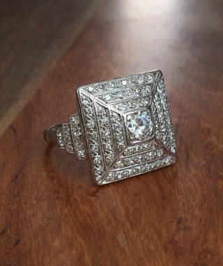 1.  12ct Antique Estate Old European Cut Single Cut Diamond Platinum Ring