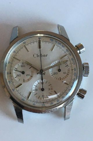 Vintage Clebar Chronograph Watch Valjoux 72 Poor Mans Heuer